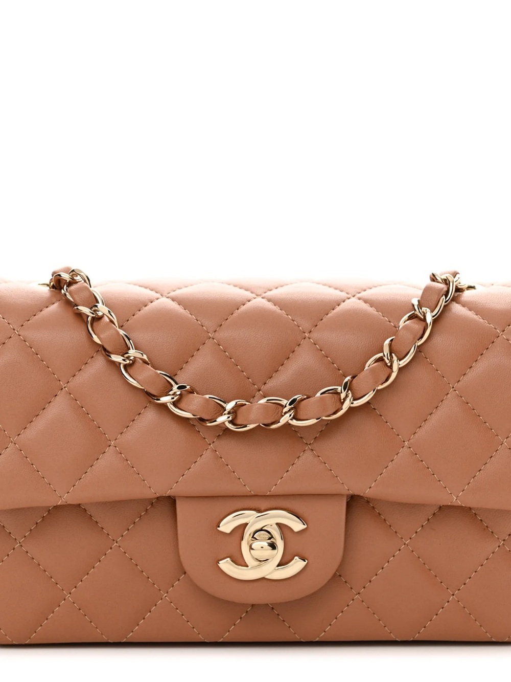 CHANEL Quilted Shoulder Flap Bag in Camel with Gold Hardware